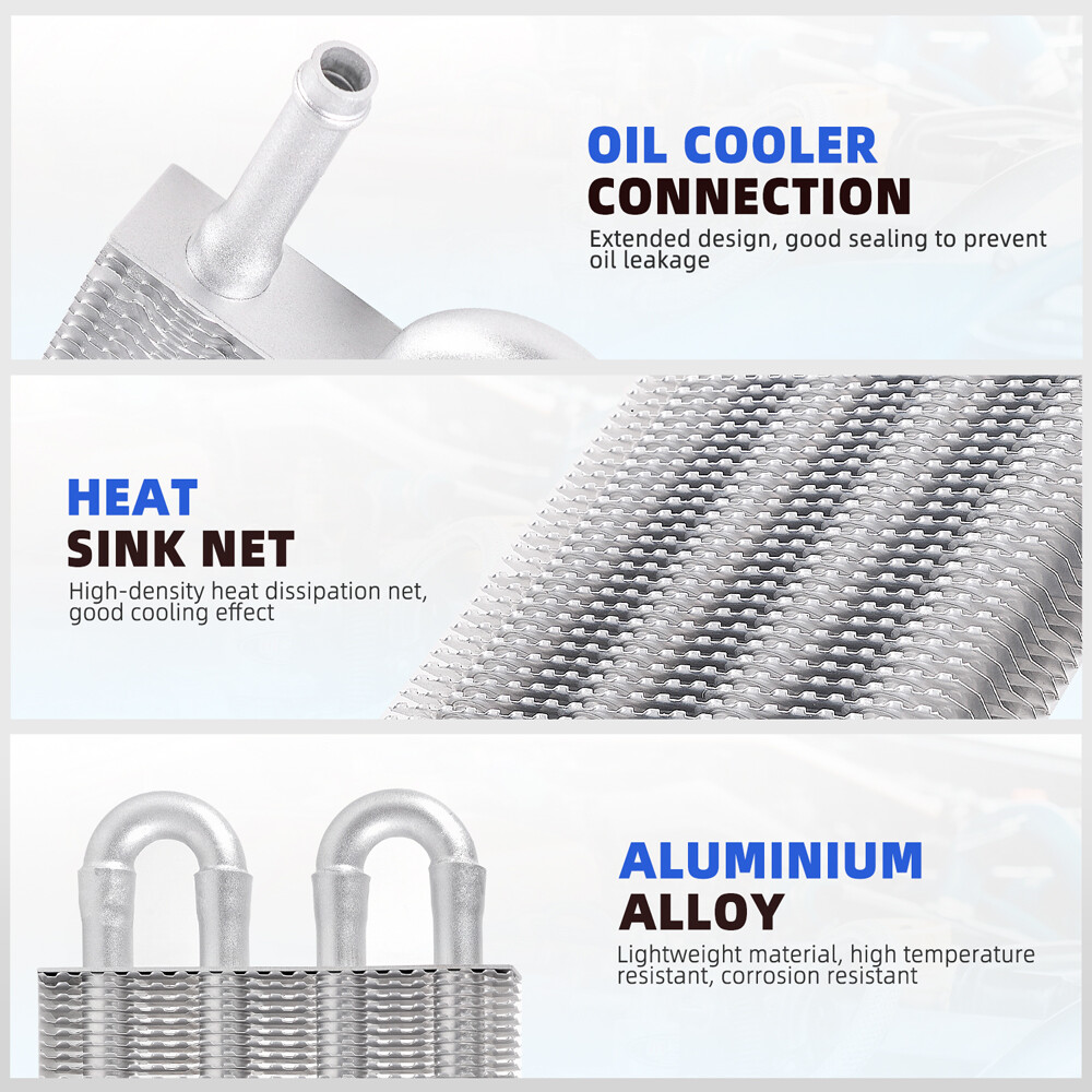 4 Rows Aluminum Remote Transmission Oil Cooler Radiator Converter Kit Universal