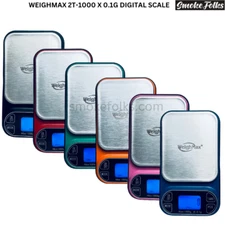 WeighMax 2T 1000g X 0.1g Digital Pocket Scale Precision, Choose Your Color