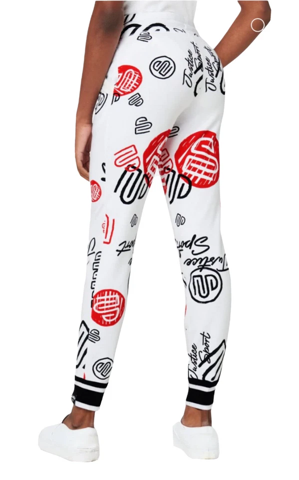 Justice девочек бегунов белый размер 10 флис шнурка карманы J Sport логотипы - Изображение 4 из 4