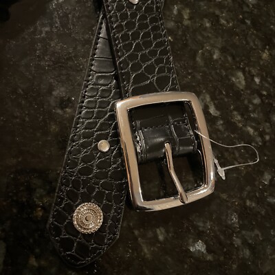 Urban Outfitters Black Crock Embossed Studded Belt, Large, New