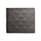 NEW COACH MENS BIFOLD OP ART EMBOSSED GRAY LEATHER DOUBLE BILLFOLD WALLET RARE!