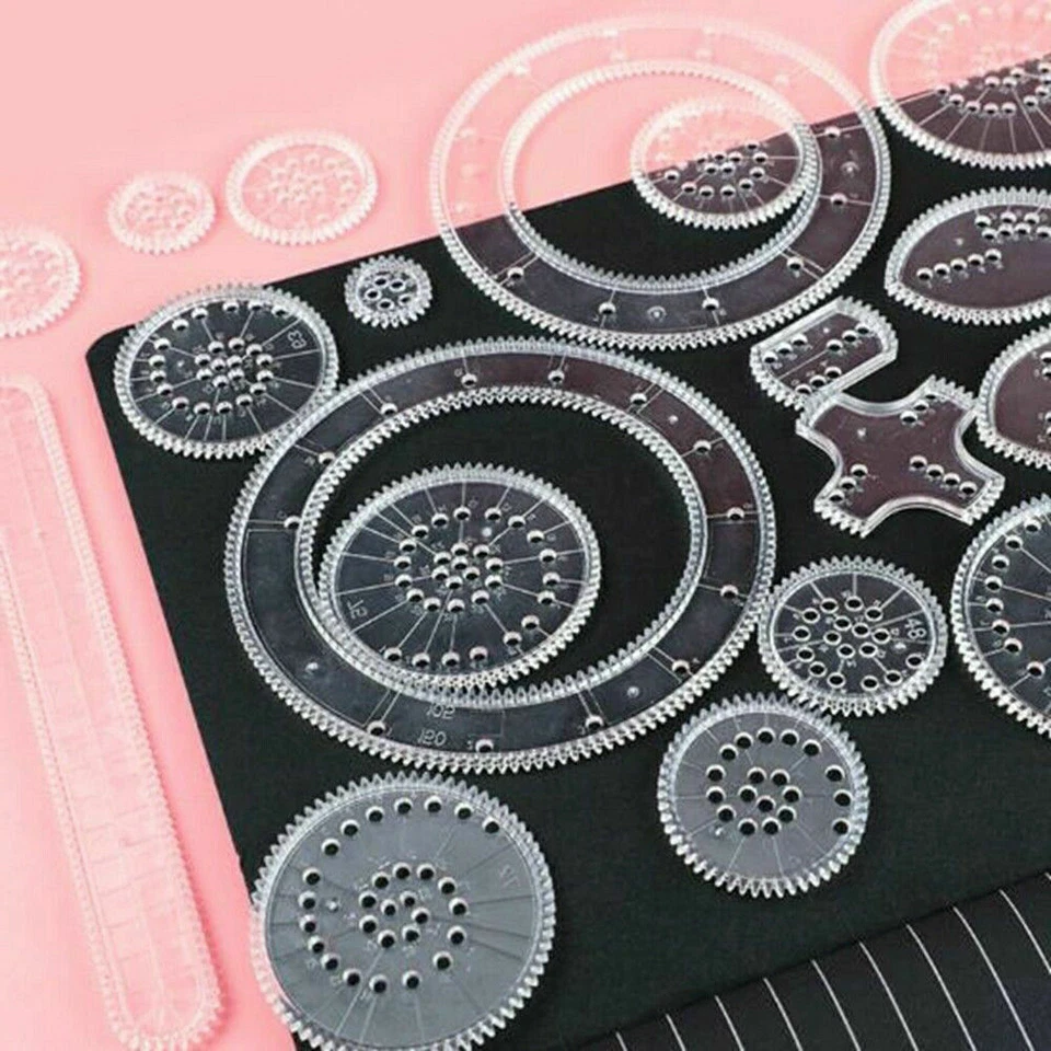 28x Spirograph Zeichnen Schablone Spirale Musterung Lineal Bildung Spielzeug Set - Bild 4 von 4