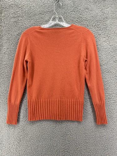ANN TAYLOR 100% 2-PLY CASHMERE Tangerine SWEATER Size XS - Picture 2 of 8