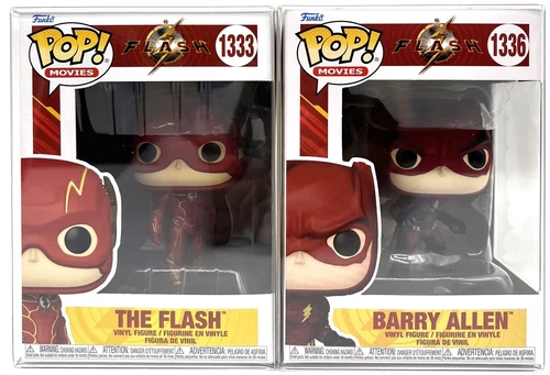 Funko Pop! DC The Flash #1333 & Barry Allen #1336 Common Set of 2 w/Protectors
