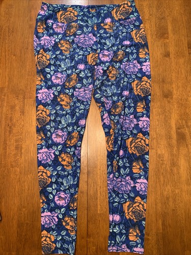 Legging LuLaRoe à Motifs Cercles Roses Et Bleus - Taille Adulte One Size, Occasion Très Bon état
