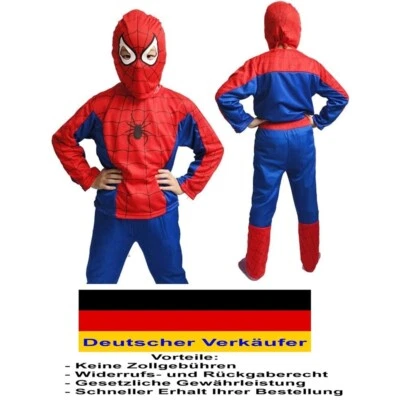 K.A. C24 - Kinder Kostüm Spiderman Junge Maske Verkleidung Fasching Karneval