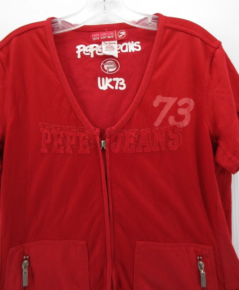 VINTAGE Pepe Jeans Dress Women XL Red Mini Full Zip Mesh Y2K Hip Hop UK 1973* - Image 2 of 4