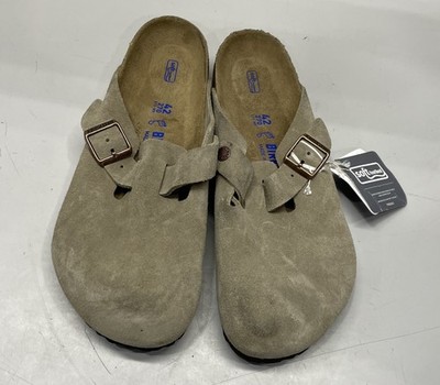 Birkenstock Unisex Size M9/W11 Boston BS Clogs Taupe Suede Adjustable Strap