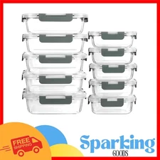 Space-Saving Glass Food Storage Containers - 10-Pack for Meal Prep Convenience