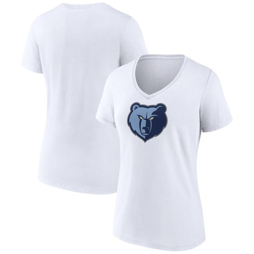 Women's White Memphis Grizzlies Logo V-Neck T-Shirt