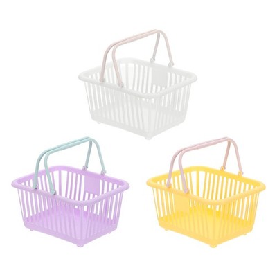 3PCS Mini Shopping Baskets with Handles Small Tiny Baskets, White Purple Yellow