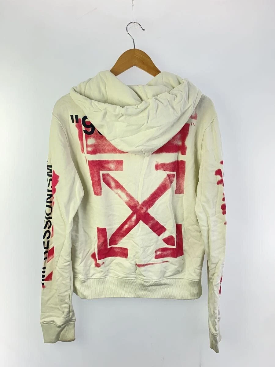 OFF WHITE OMBB034R19003015 FELPA CON CAPPUCCIO STENCIL DIAG 19SS XS COTONE bianca usata
