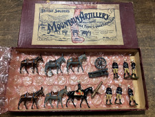 W. Britain glossy 28 British Mountain Artillery with Mule team and gun