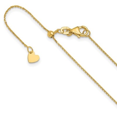 10 Karat Gelbgold verstellbar 1 mm Kabel Kette Halskette 22 Zoll 1,5 g für Mama