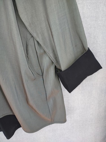 Giacca Janska donna XL reversibile nero verde oliva colletto plissettato polsini USA - Foto 11 di 23