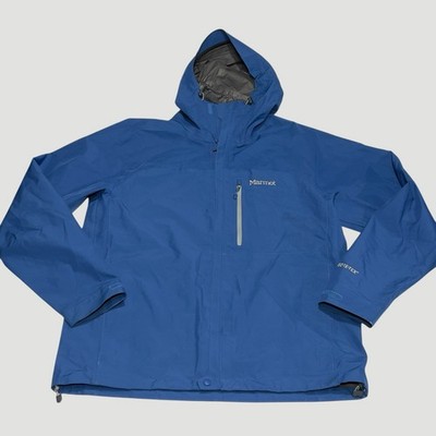 Marmot Minimalist Gore-Tex Rain Jacket Blue Hooded Waterproof