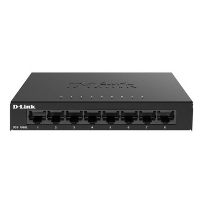 D-Link 8-Port Gigabit Unmanaged Ethernet Switch, Sturdy Metal, 8 Port, Black