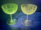Vintage Art Deco / Depression Era-Style UV-Reactive Champagne Coupes 1930s-40s