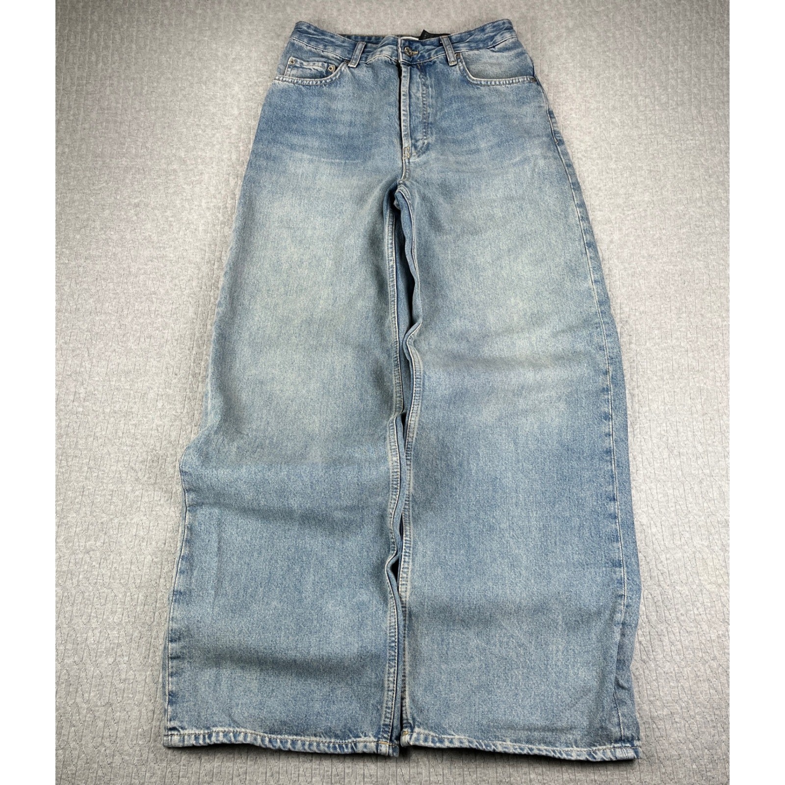 Y2K 90s Zara Baggy Wide Leg Jeans Women Size 4/28X32 Blue High Rise light wash