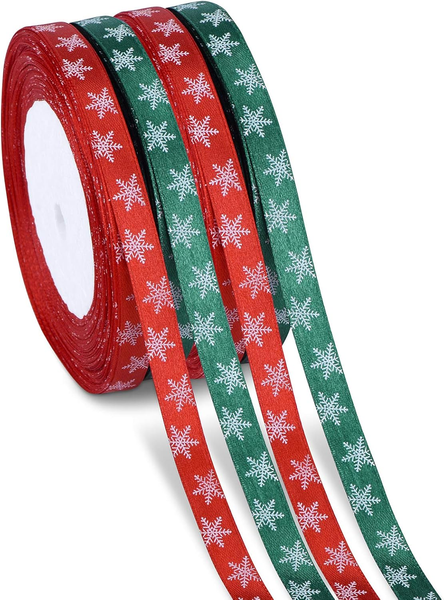 100M 4 Rollen Schneeflocke Satinband Geschenkband Dekoband Schleifenband BäNder-image