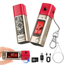 Jzzuau Mini Keychain Digital Camera with 32GB Card, 270 Rotating Lens Y2K ...