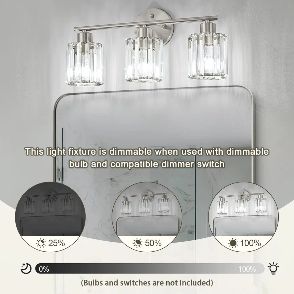 Crystal Bathroom Light Fixtures,Bathroom Lighting Fixtures Over Mirror, Modern - Image 3 of 4