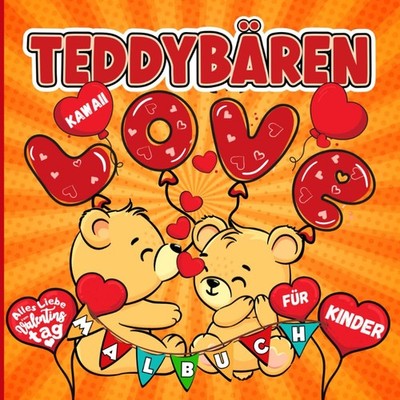 Malbuch Kawaii Teddybären Valentinstag, süße Designs, Zeichnen, Farbe