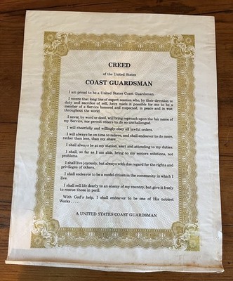 CREED Of The United States Coast Guardsman (Not Framed/Will Come Rolled)