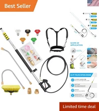 Complete Gutter Cleaning Kit: 24 FT Telescoping Wand with Brush Head and Nozzles