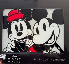 Disney Mickey  Minnie Mouse Glass Cutting Board Tray Plate New