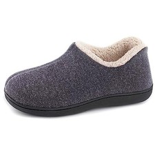 Women's Indoor Loafer House Slippers with Memory Foam, Ladies Warm 9 Grey