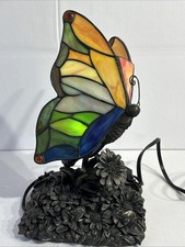 Stained Glass Tiffany Style Butterfly Accent Table Lamp Night Light 12"