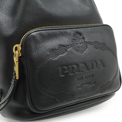 PRADA Prada Handbag Bucket Bag Shoulder Leather NERO Black 1BH038