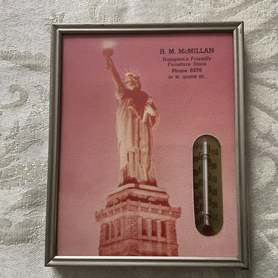 1957 Statue of Liberty Thermometer pic, Adv. for McMillan Furniture, Hampton, VA