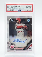 RECE HINDS 2019 BOWMAN DRAFT CHROME 1ST ROOKIE AUTO #CDA-RH REDS PSA 10 Q3795