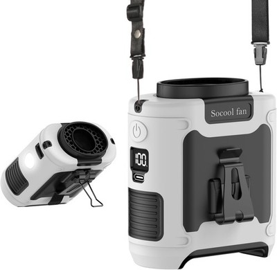 Ventilador portátil de cintura 10000mAh, 5 velocidades, 40H, con linterna.