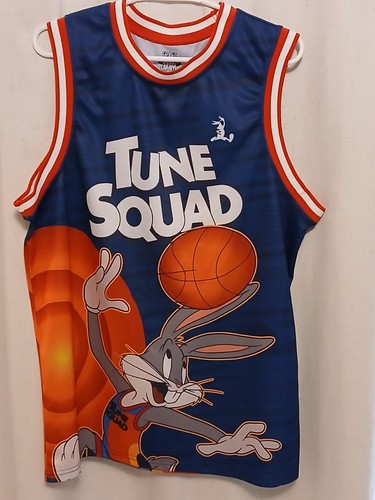 Rare Space Jam Bugs Bunny Tune Squad Jersey L Blue Basketball Mesh WB