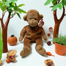 Ty Beanie Baby Bongo The Monkey Toy (4067) RARE/RETIRED Small Crease In Tag