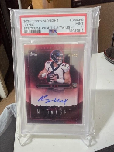 2024 Topps Midnight Stroke of Midnight Auto Bo Nix #SMA-BN Twilight /99 PSA 9