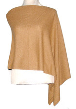 NWT Rachel ZOE Soft 100 CASHMERE Topper Wrap Shawl Poncho Scarf CAMEL MSRP 140