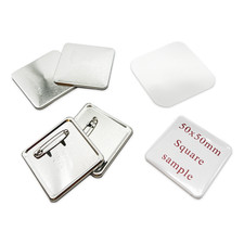ChiButtons Pin Parts - 50x50mm Square Metal Pin Badge 100 sets