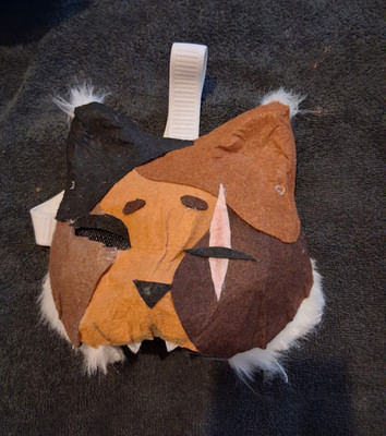 Handmade Felt Cat Face Half Mask, Adjustable Strap, Kids Unisex One Size
