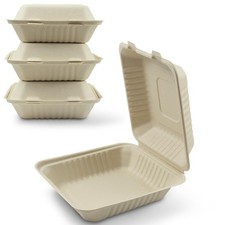 Green Earth Compostable Clamshell 8 Inch 1-Compartment 50 Count Box Bamboo ...