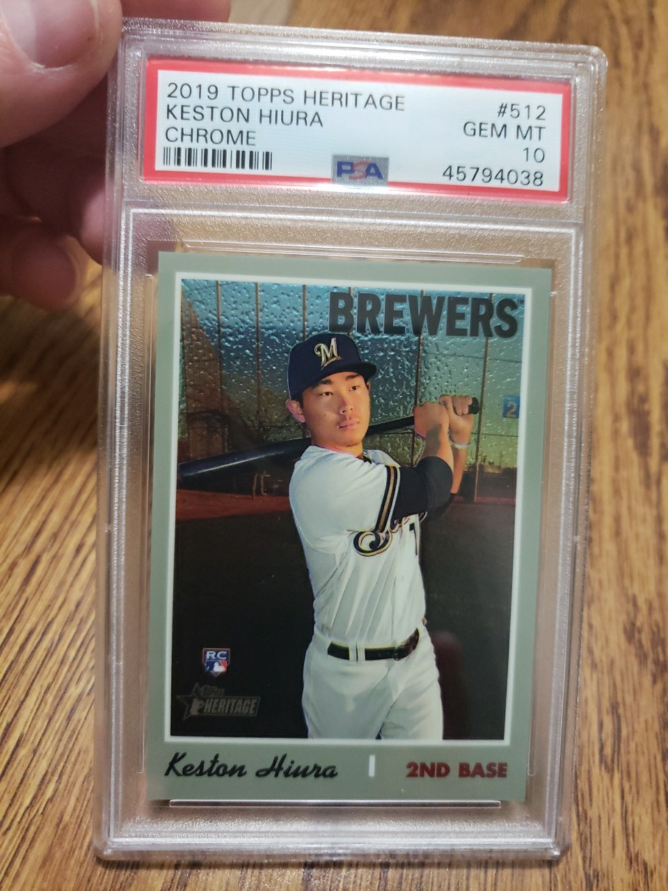 2019 Topps Heritage Keston Hiura High Number Chrome 173/999 PSA Mint 9 Rookie RC