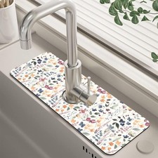 Vintage Watercolor Floral Kitchen Sink Splash Guard Mat Absorbent Fast Drying...