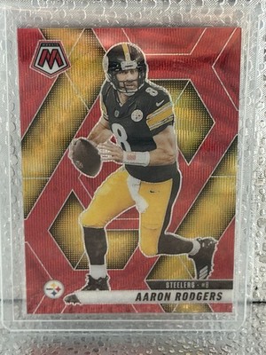 2025 Panini Mosaic Aaron Rodgers   Red Wave /27 #243 Steelers sp