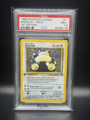 🐻‍❄️Snorlax Holo 1st Edition 11/64 - 1999 Rare Jungle NM PSA 7.5 LOW POP OF 6!