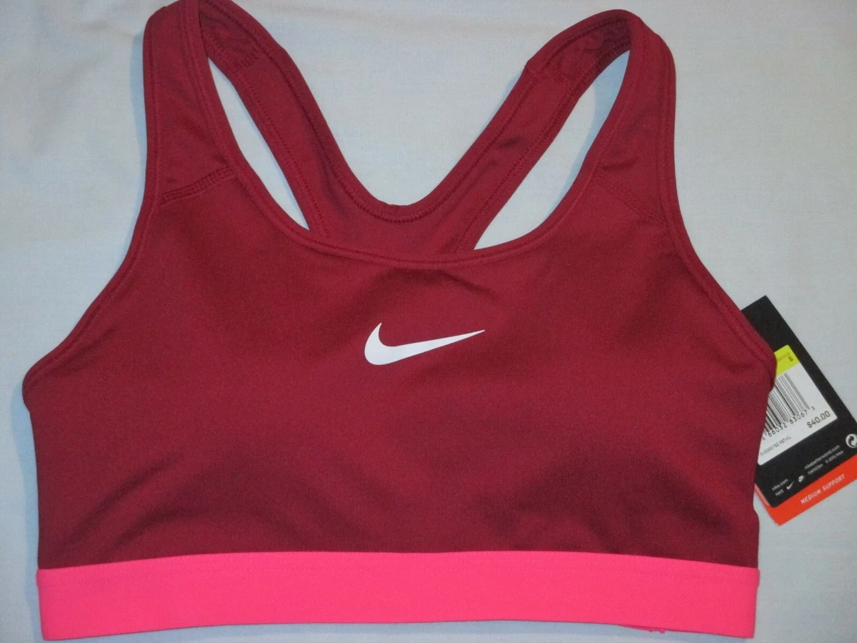 Women's S NIKE PRO Classic Padded SPORTS BRA - BURGUNDY, Hot PINK  823312-620 NWT