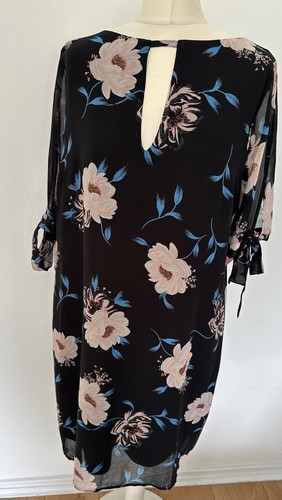 New Truth & Fable Size Large UK 14 Sheer Sleeve Chiffon Floral A-Line Dress - Picture 6 of 18