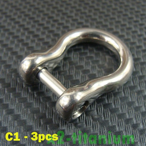 Titanium D shaped shackle Mirror / Matte / Blue for key chain EDC gear XTi215 - Picture 8 of 14